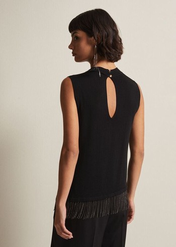 Phase Eight Alara Diamante Sleeveless Knitwear Black Australia | WR4132659